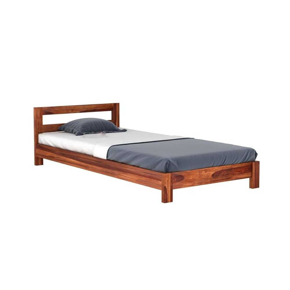 ONIJA Solid Sheesham Wood Wooden Single Size Bed for Bedroom