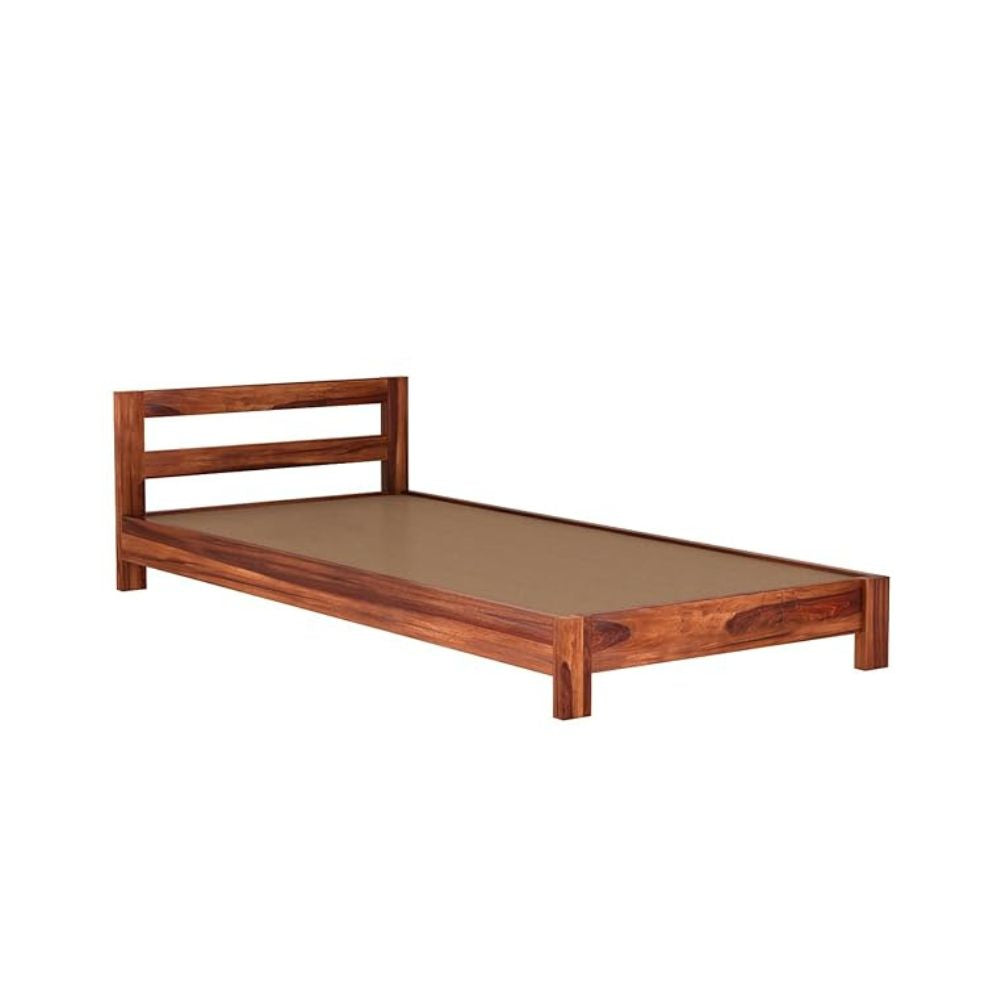 ONIJA Solid Sheesham Wood Wooden Single Size Bed for Bedroom