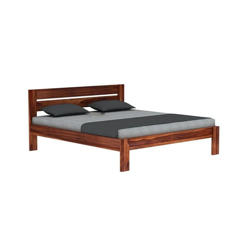 ONIJA Solid Sheesham Wood King Size Bed Without Storage Wooden Double Bed Palang