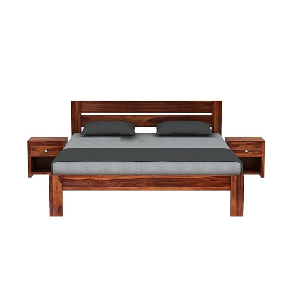 ONIJA Solid Sheesham Wood King Size Bed Without Storage Wooden Double Bed Palang