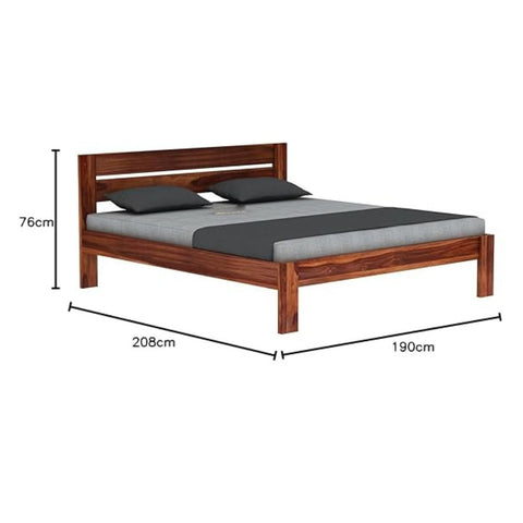 ONIJA Solid Sheesham Wood King Size Bed Without Storage Wooden Double Bed Palang