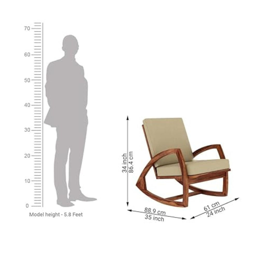 ONIJA Sheesham Wood Rocking Chair for Adults, Wooden Rocking Chair (Rocking Chair) (Honey)