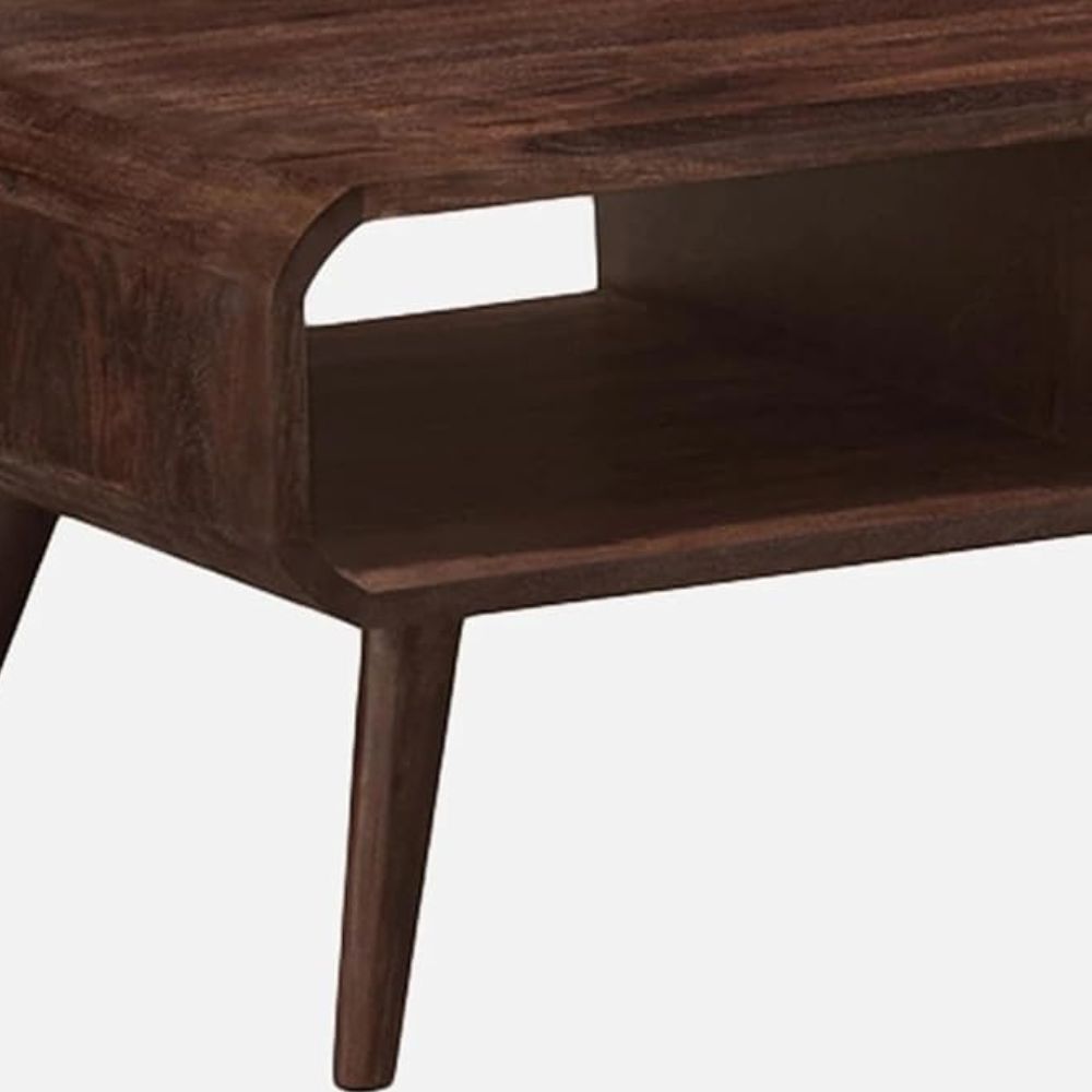 ONIJA  Centre Table - Designer Curvy Edges Coffee Table - Pure Sheesham Wood, Dark Walnut Finish - Ideal Tea Table for Living Rooms