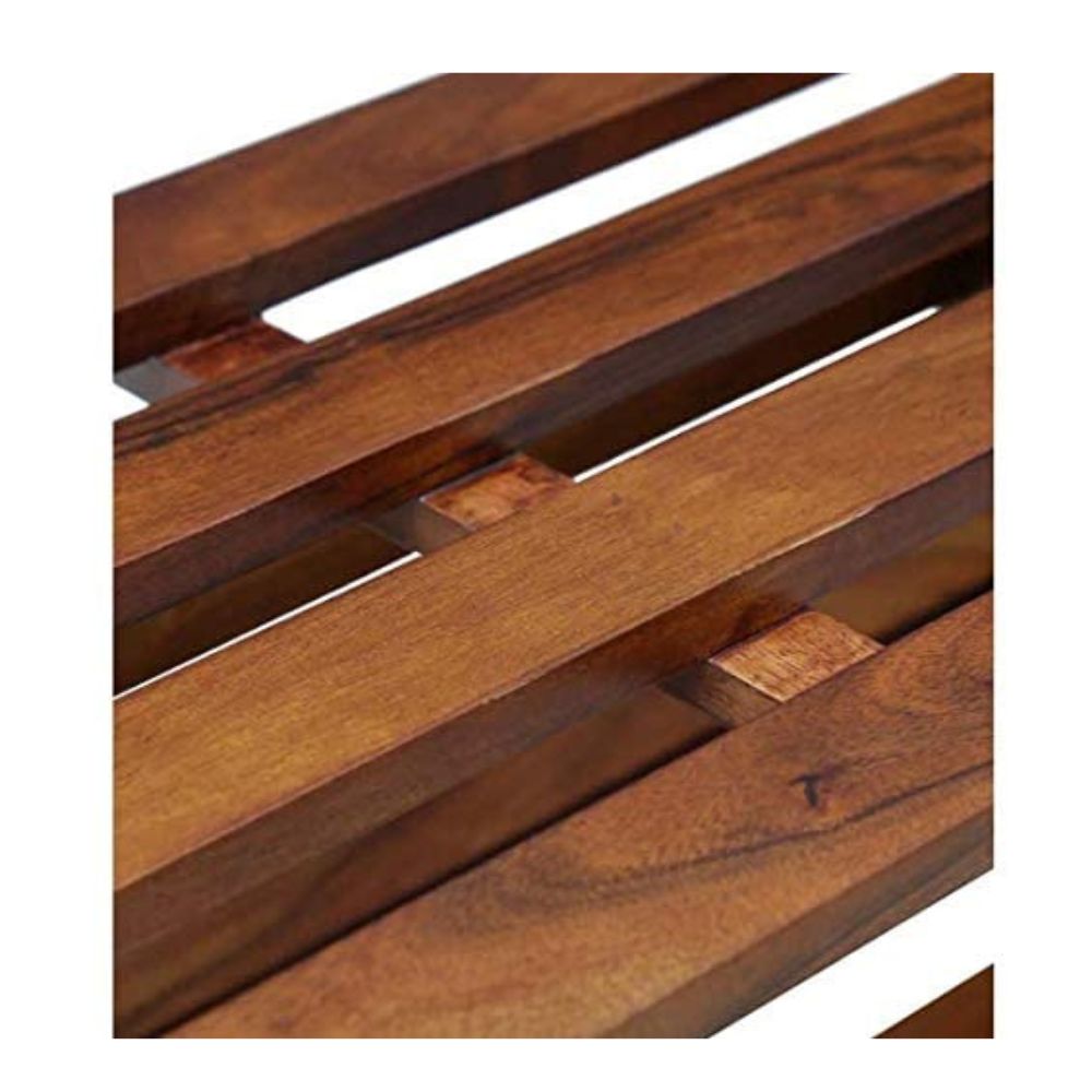 ONIJA Solid Wood | 0pen Shoe Rack | Compact Shoe Rack | Teak Finish (H 15 x L 30 x D 13.6 inch)