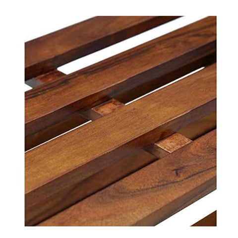 ONIJA Solid Wood | 0pen Shoe Rack | Compact Shoe Rack | Teak Finish (H 15 x L 30 x D 13.6 inch)