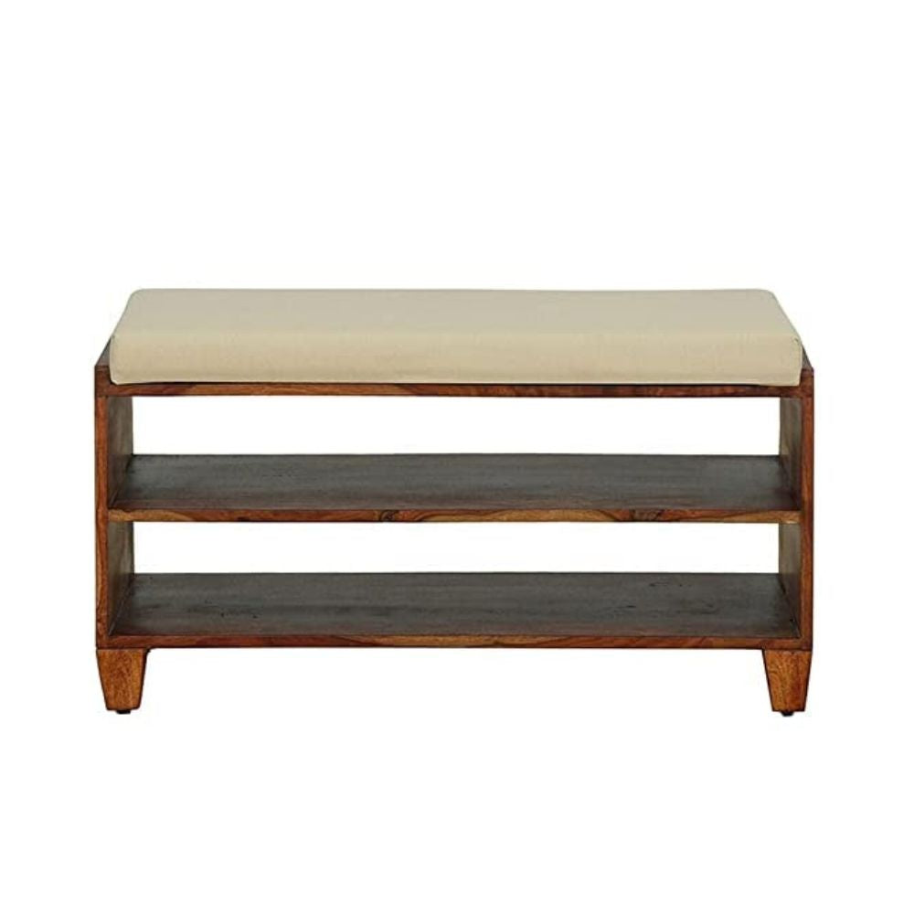 ONIJA 2 Tier Shoe Rack Organizer Wooden | Sheesham Wood Shoe Rack with Seat | Shoe Rack for Home | Hall Office (Solid Sheesham Wood | 1 Piece - Wooden Finish