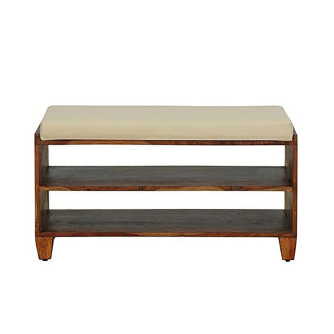 ONIJA 2 Tier Shoe Rack Organizer Wooden | Sheesham Wood Shoe Rack with Seat | Shoe Rack for Home | Hall Office (Solid Sheesham Wood | 1 Piece - Wooden Finish