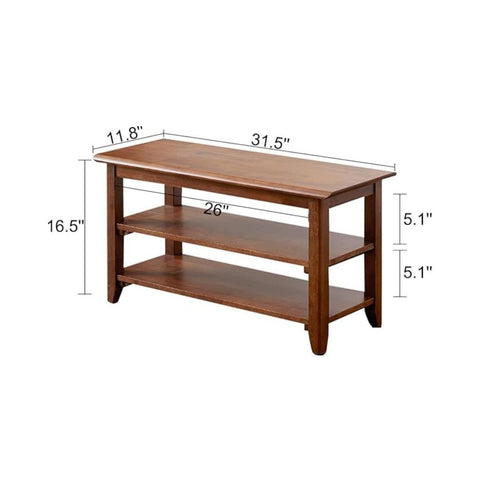 ONIJA Wood 2 Tier Shoe Rack, Shoe Storage Organizer for Front Door Entrance, Entryway, End of Bed Bench for Entry, Bedroom, Closet, Living Room, Hallway (80 cm)