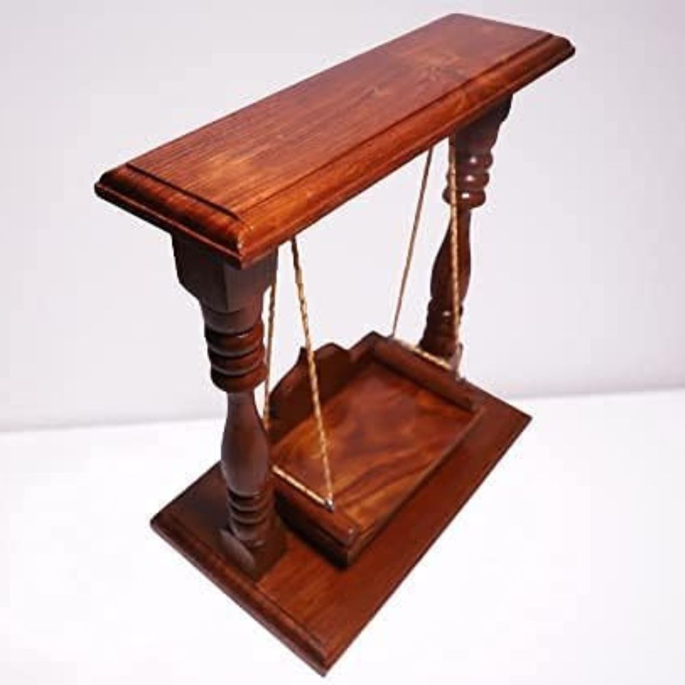 ONIJA Wooden Laddu Gopal Jhula | Shri Krishna Jhula | Wooden Kanhajj Jhula (Brown, 12X11X7), Seat Size :- (7"X5"), 17.8 Centimeters, 17.78 CM, 30.48 CM