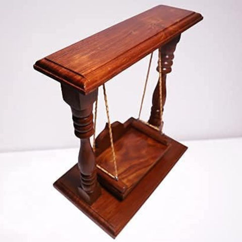 ONIJA Wooden Laddu Gopal Jhula | Shri Krishna Jhula | Wooden Kanhajj Jhula (Brown, 12X11X7), Seat Size :- (7"X5"), 17.8 Centimeters, 17.78 CM, 30.48 CM