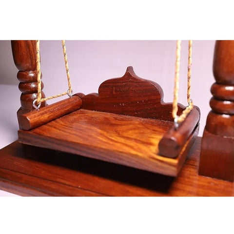 ONIJA Wooden Laddu Gopal Jhula | Shri Krishna Jhula | Wooden Kanhajj Jhula (Brown, 12X11X7), Seat Size :- (7"X5"), 17.8 Centimeters, 17.78 CM, 30.48 CM