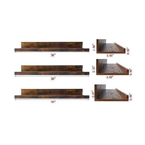 ONIJA Wooden Floating Wall Shelves Set of 3, Rustic Picture Ledge Shelf Decor for Bedroom Bathroom Living Room Kitchen