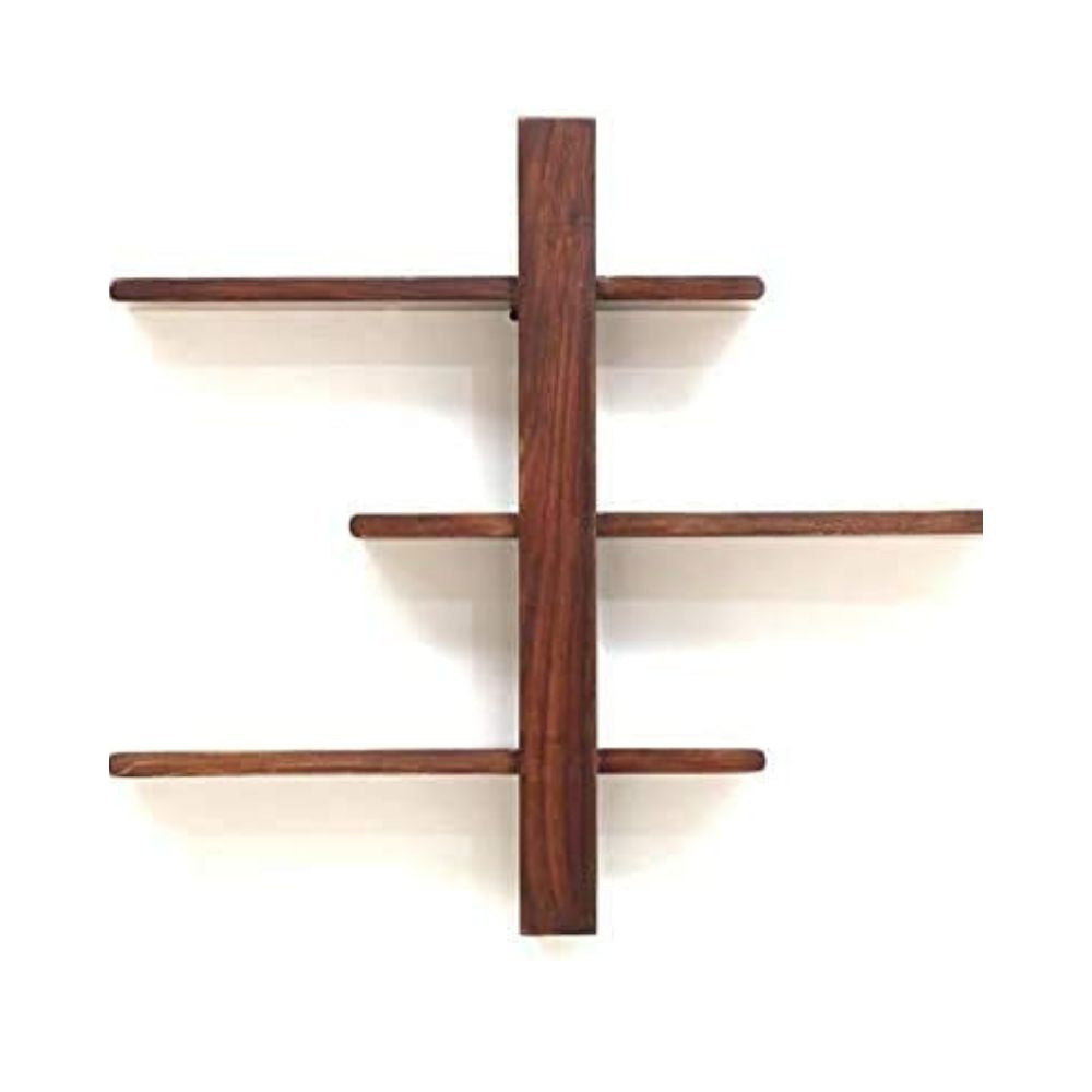 ONIJA Sheesham Wood Floating Wall Shelf || Size: 23x6x22 Inches || Brown for Kitchen Bedroom Bathroom