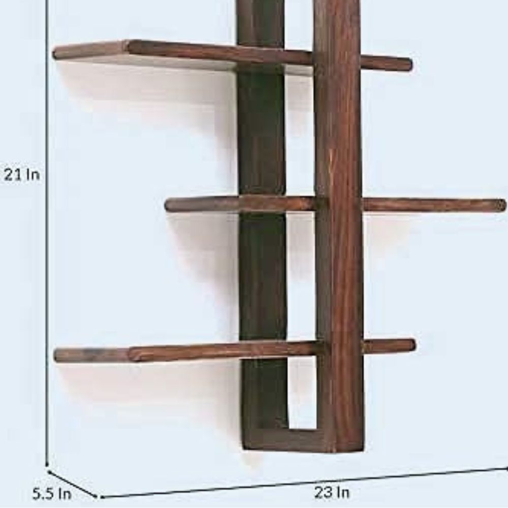 ONIJA Sheesham Wood Floating Wall Shelf || Size: 23x6x22 Inches || Brown for Kitchen Bedroom Bathroom