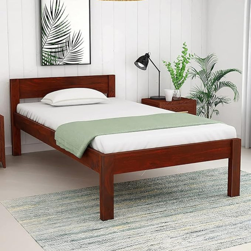 ONIJA Solid Sheesham Wood Single Size Bed Without Storage for Bedroom || Wooden Cot Furniture Beds for Home and Hotels - (Honey Finish)