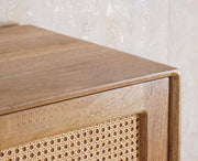 Boston Solid Wood Rattan Cane Wardrobe - Natural Finish