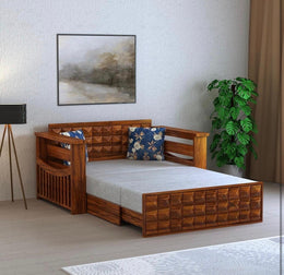 onija Sheesham Wood Oslo 2 Seater Diamond Sofa cum bed