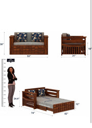 onija Sheesham Wood Oslo 2 Seater Diamond Sofa cum bed