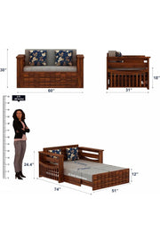 onija Sheesham Wood Oslo 2 Seater Diamond Sofa cum bed