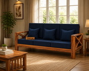 ONIJA Solid Sheesham Wooden 3 Seater Sofa Set for Living Room Honey Finish