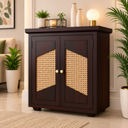 ONIJA Sheesham Wood Storage Cabinet with Natural Cane Doors