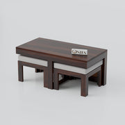 Onija Solid Wood Cane Coffee Table with Hidden Seating