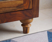 ONIJA Glass Doors Book Case Teak Finish