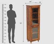 ONIJA Glass Doors Book Case Teak Finish
