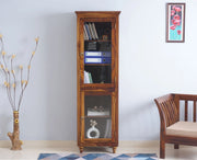 ONIJA Glass Doors Book Case Teak Finish
