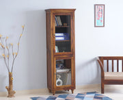 ONIJA Glass Doors Book Case Teak Finish