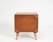 ONIJA  Solid Wood Rattan Cane Two Drawer Bedside Table