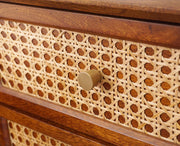 ONIJA  Solid Wood Rattan Cane Two Drawer Bedside Table