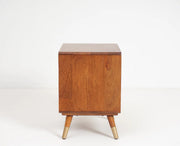 ONIJA  Solid Wood Rattan Cane Two Drawer Bedside Table