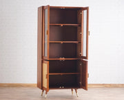 ONIJA Solid Wood Four Door Crockery Unit Kitchen Cabinet - Brown Finish