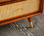ONIJA Boston Solid Wood Rattan Cane One Drawer Coffee Table