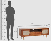 onija Boston Solid Wood Rattan Cane Tv Cabinet - Brown Finish