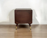 ONIJA  Solid Wood Rattan Cane Two Drawer Bedside Table