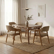 4 Seater Wooden Dining Table Set with Glass Top