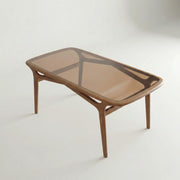 4 Seater Wooden Dining Table Set with Glass Top
