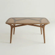 4 Seater Wooden Dining Table Set with Glass Top