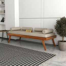 ONIJA Solid Wood Sofa 3 Seater Sofa Diwan Bed (Without Mattress)