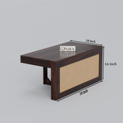 Onija Solid Wood Cane Coffee Table with Hidden Seating