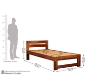 Denzel Sheesham Wood Single Bed Without Storage (Honey Finish)