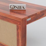 Onija Solid Wood Cane Coffee Table with Hidden Seating | Natural