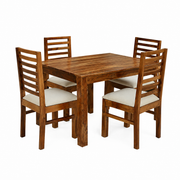 Solid Wood Dining Table Set with 4 Cushioned Chairs