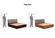 Moventis Sheesham Wood King Size Bed With Storage (Walnut Finish)