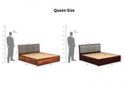 Moventis Sheesham Wood Queen Size Bed With Storage (Honey Finish)