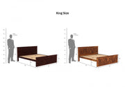 Kavyex Sheesham Wood King Size Bed Without Storage (Walnut Finish)