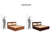 Norvanthos Sheesham Wood King Size Bed With Storage (Walnut Finish)