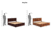 Xavrit Sheesham Wood King Size Bed With Storage (Honey Finish)